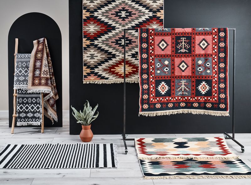 Tæppe Pled 80 x 150 cm Aztekisk grå