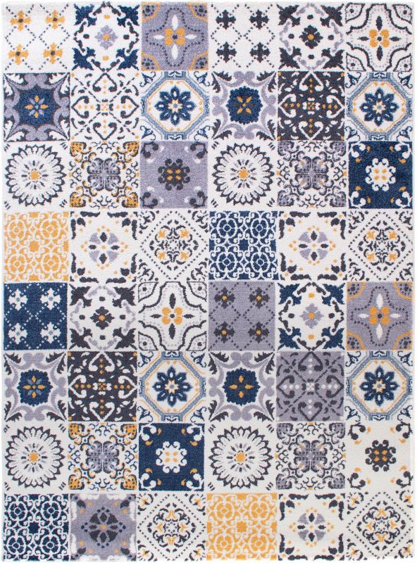 Valence tæppe 150 x 200 cm blå/guld