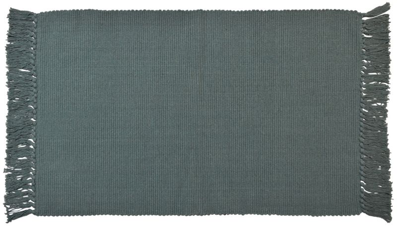 Grønt håndvævet tæppe 50 x 80 cm i 100% bomuld