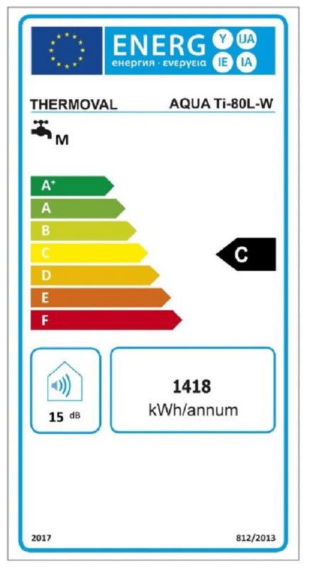Elektrisk vandvarmer Thermoval 80L Aqua Ti-80 L-W kapacitetsmodel 1 stk.