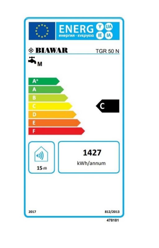 Biawar Classic II elektrisk vandvarmer 50 l emaljeret beholder
