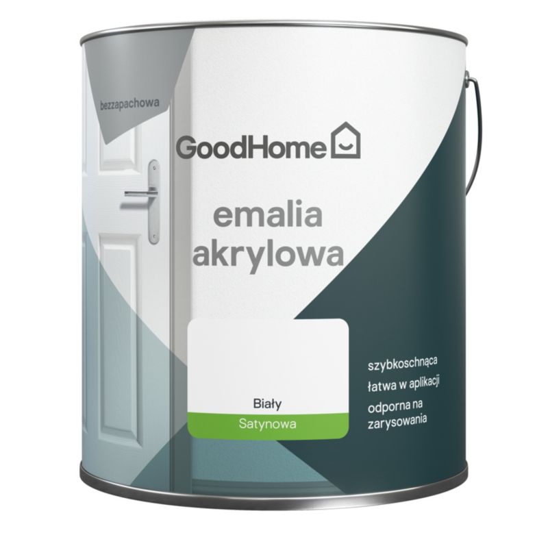GoodHome hvid akryl-emalje, pletresistent, 2,5 l