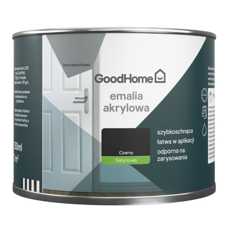 GoodHome akryl-emalje, pletresistent, sort, 0,25 l
