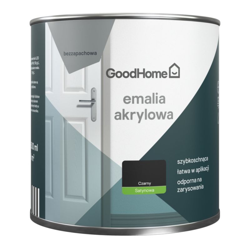 GoodHome akryl-emalje, pletresistent, sort, 0,5 l