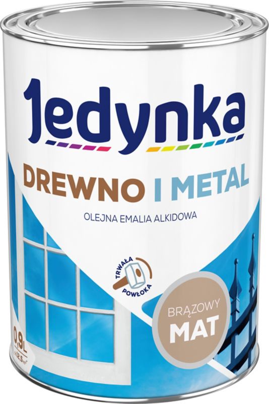 Alkydemalje Jedynka Træ og Metal brun mat 0,9 l