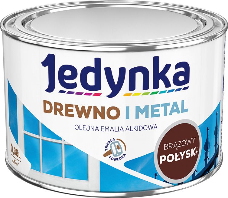 Alkydemalje Jedynka træ og metal brun blank 0,36 l