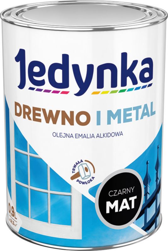 Alkydemalje Jedynka træ og metal mat sort 0,9 l