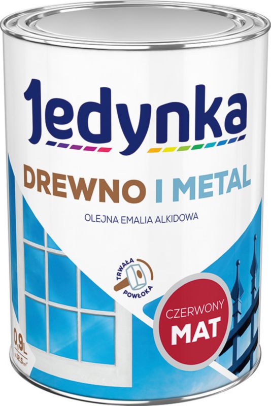 Alkydemalje Jedynka Træ og Metal rød mat 0,9 l