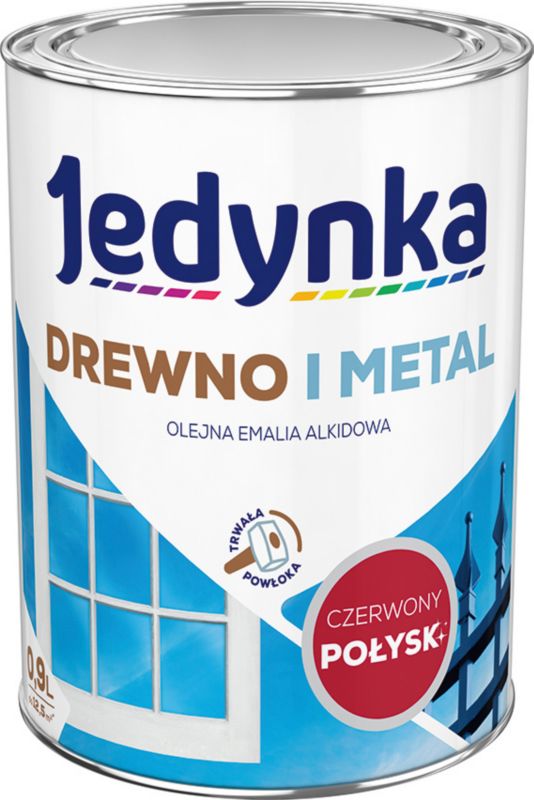 Alkydemalje Jedynka træ og metal rød blank 0,9 l