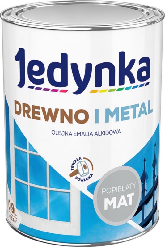 Alkydemalje Jedynka Træ og Metal askegrå mat 0,9 l