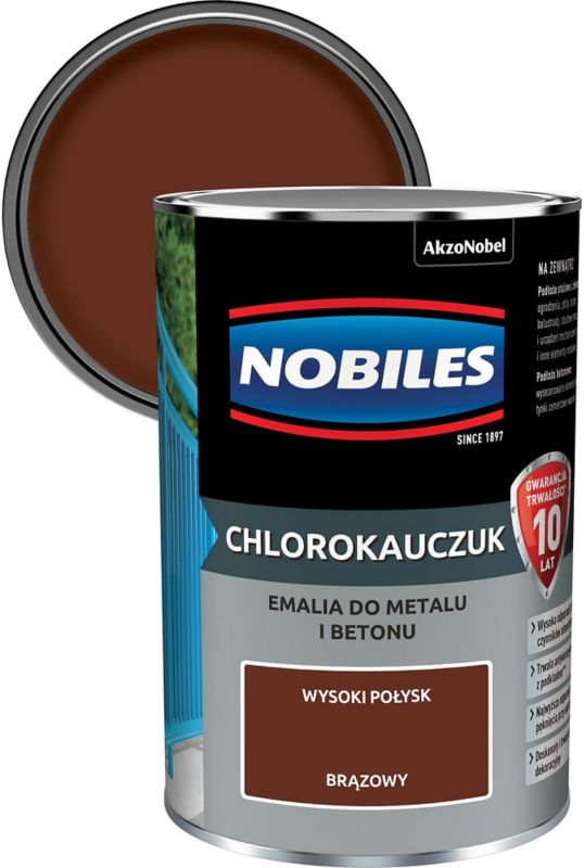 Nobiles klorokaučuk-emalje til metal og beton, brun, 0,9 l