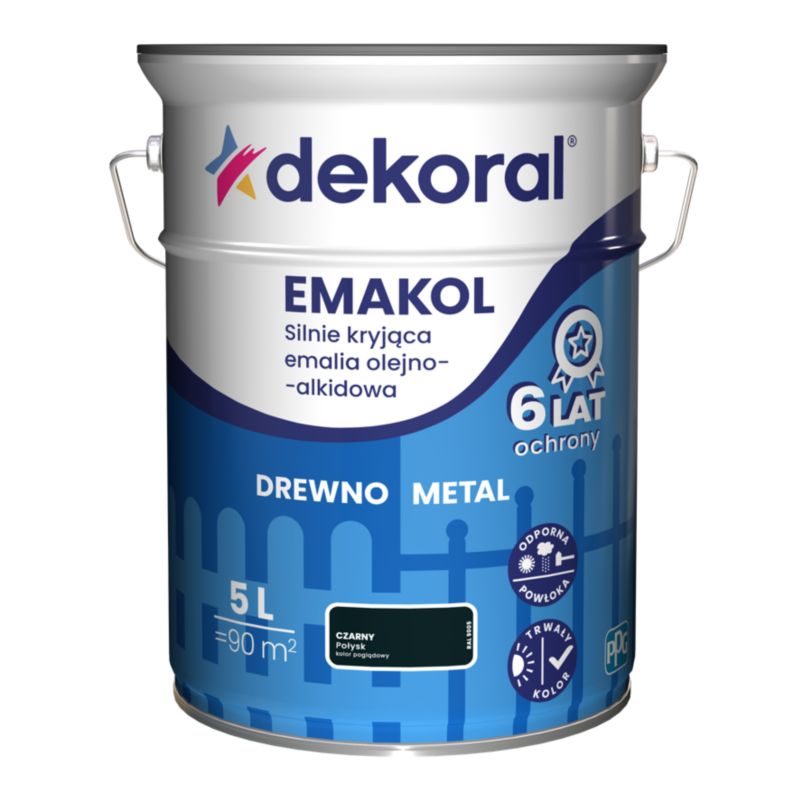 Dekoral Emakol olie-alkydemalje til træ og metal sort 5 l