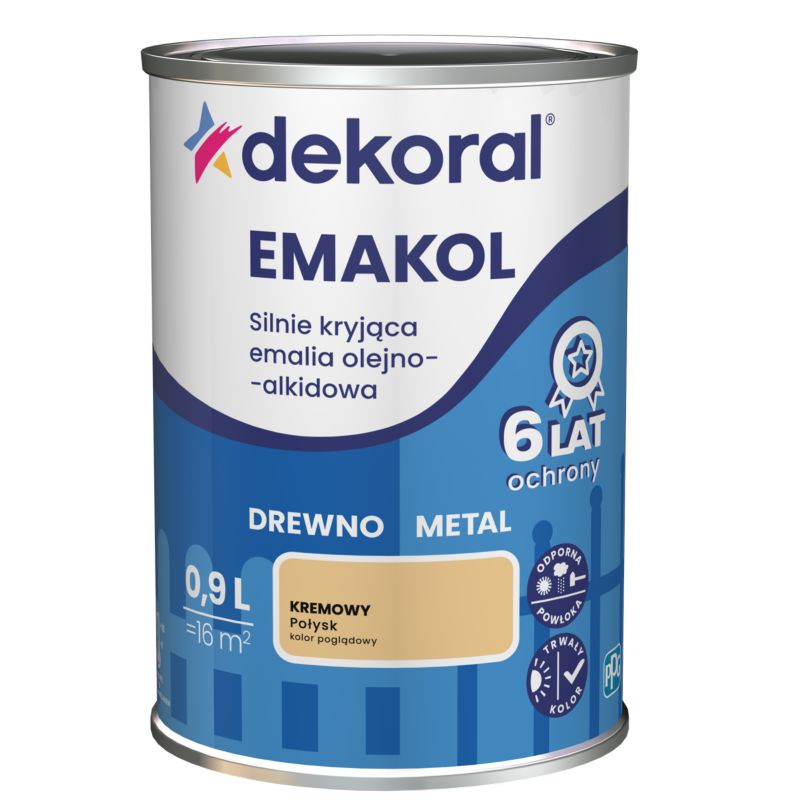 Dekoral Emakol olie-alkydemalje til træ og metal i cremefarve 0,9 l
