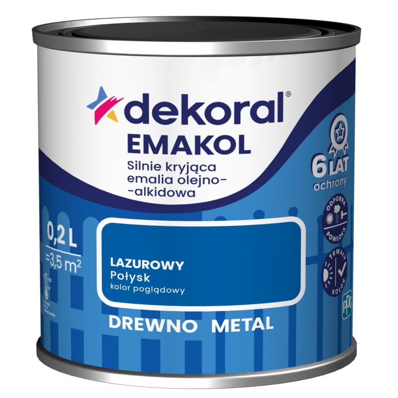 Dekoral Emakol olie-alkydemalje til træ og metal i lasurblå 0,2 l