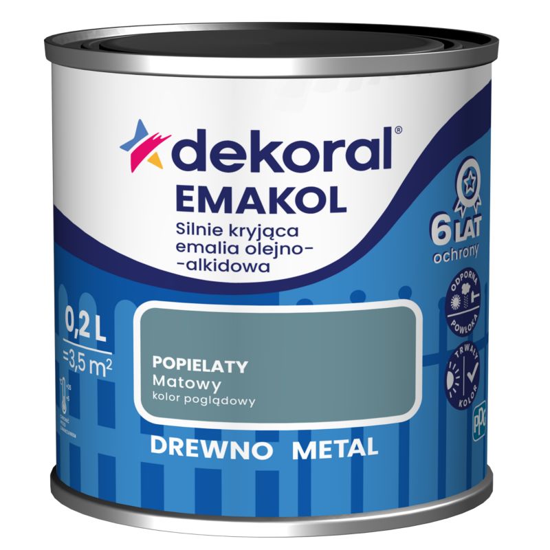 Dekoral Emakol olie-alkydemalje til træ og metal, mat askegrå, 0,2 l