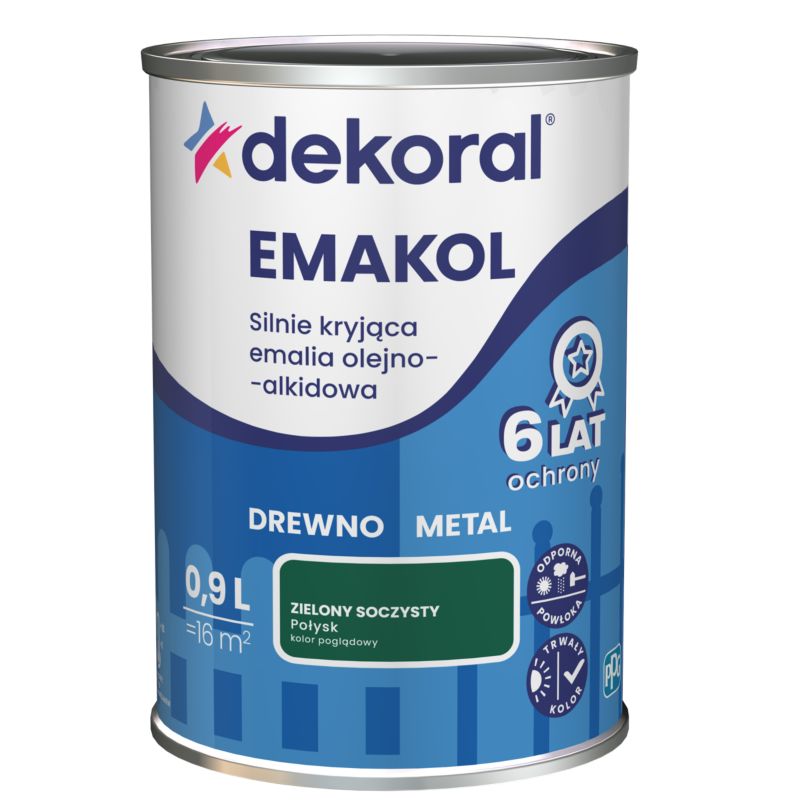 Dekoral Emakol olie-alkydemalje til træ og metal i frisk grøn, 0,9 l