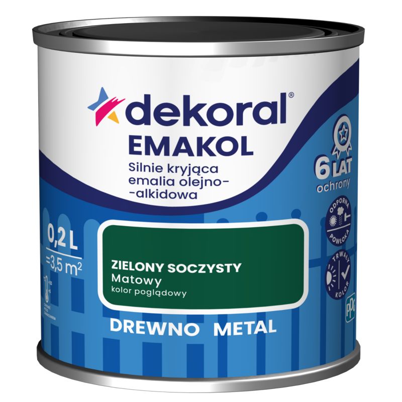 Dekoral Emakol olie-alkyd emalje til træ og metal, saftig mat grøn, 0,2 l