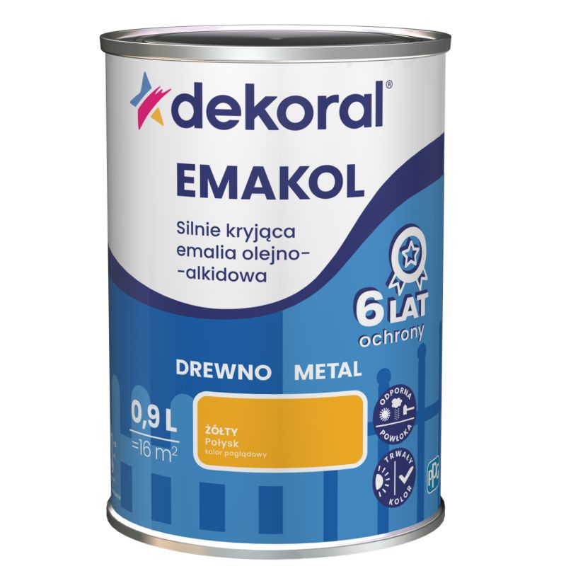 Dekoral Emakol olie-alkydemalje til træ og metal gul 0,9 l