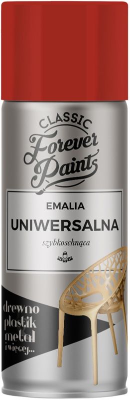 Forever Paints universal hurtigttørrende emaljespray 400 ml i flammende rød