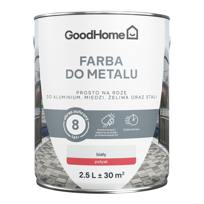 GoodHome antikorrosionsmaling højglans hvid 2,5 l