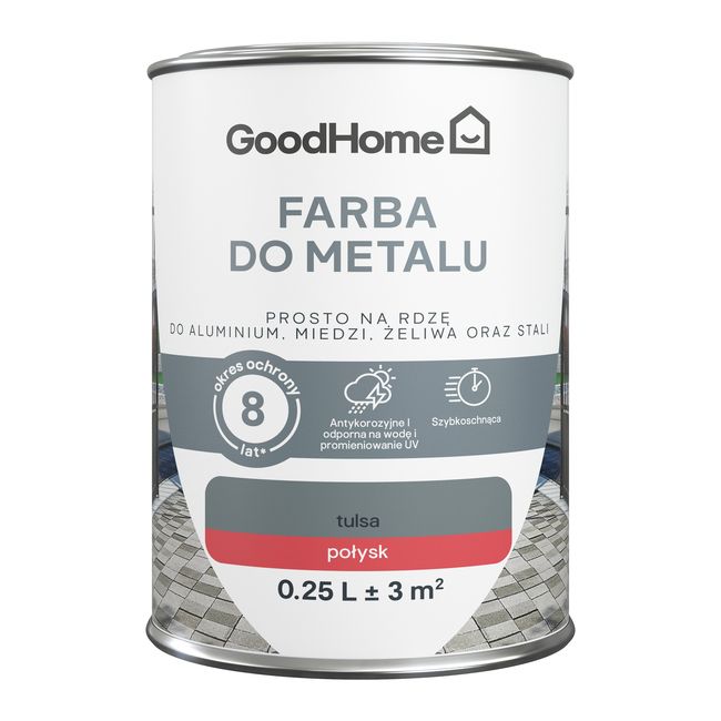 GoodHome antikorrosionsmaling med glans i mørkegrå, 0,25 l