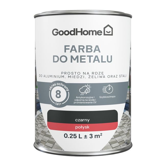 GoodHome antikorrosionsmaling højglans sort 0,25 l