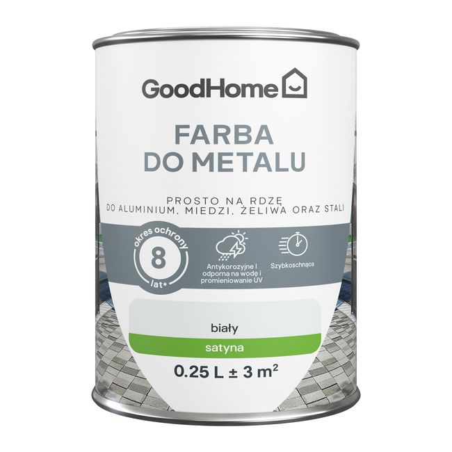 GoodHome antikorrosionsmaling satin hvid 0,25 l