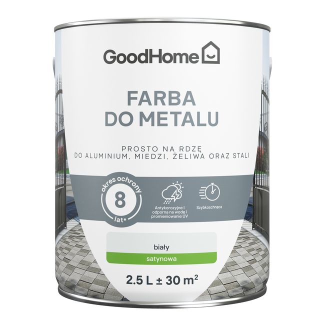 GoodHome antikorrosionsmaling satin hvid 2,5 l