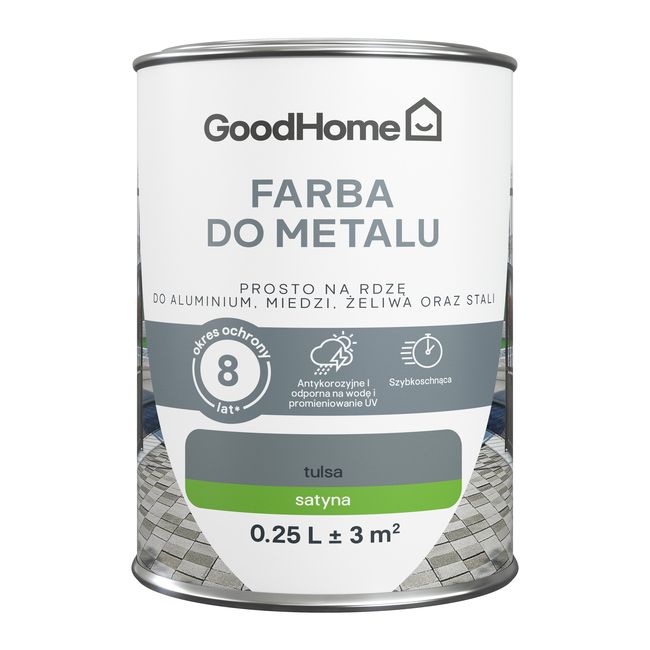 GoodHome antikorrosionsmaling satin mørkegrå 0,25 l