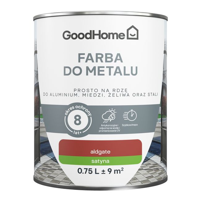GoodHome antikorrosionsmaling satin rød 0,75 l