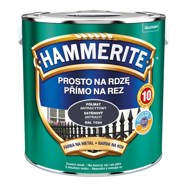 Hammerite halvmat metalmaling antracit 2,5 l