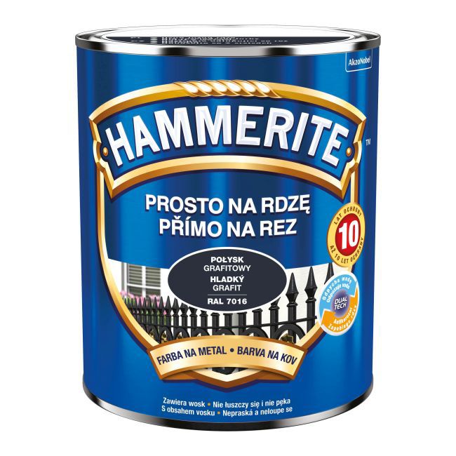 Hammerite metalmaling direkte på rust, grafitglans, 0,7 l
