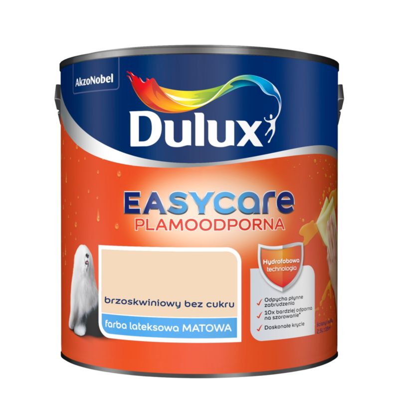 Dulux EasyCare maling i farven sukkerfri fersken 2,5 l