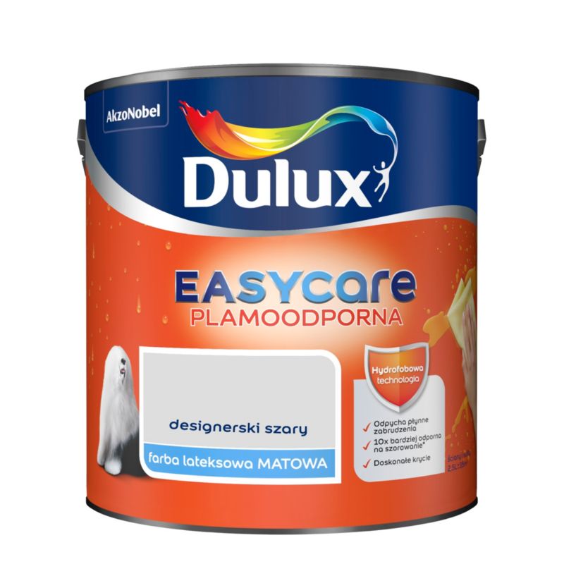 Dulux EasyCare mat grå designerfarve 2,5 l