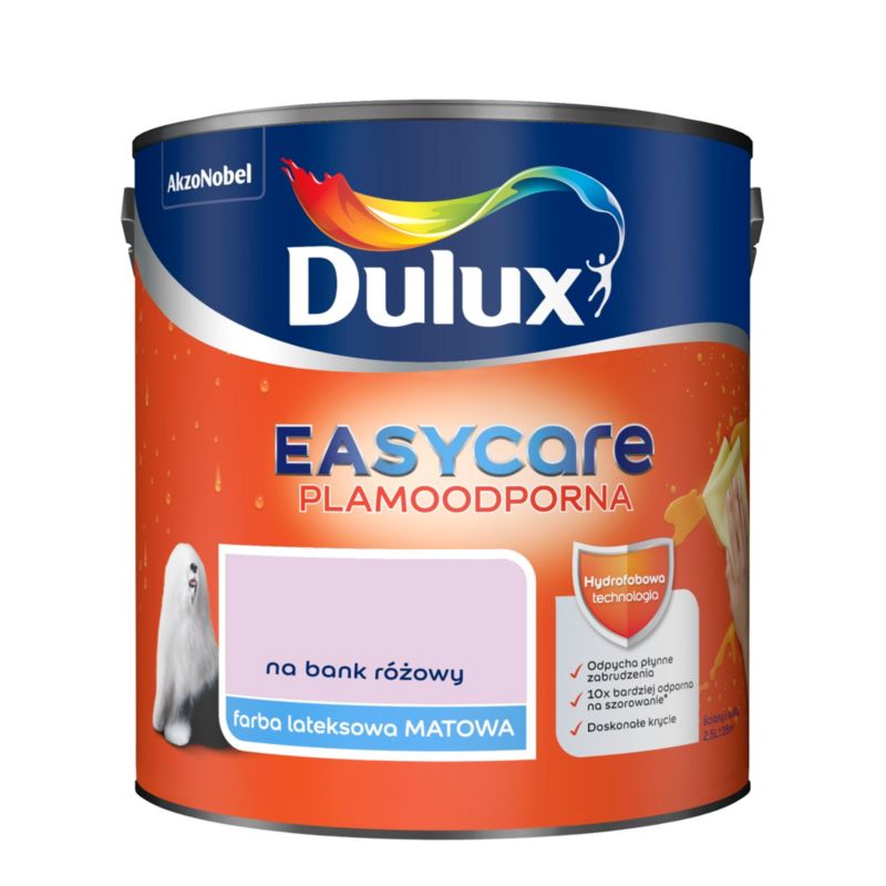 Dulux EasyCare maling i farven Bank Pink 2,5 l