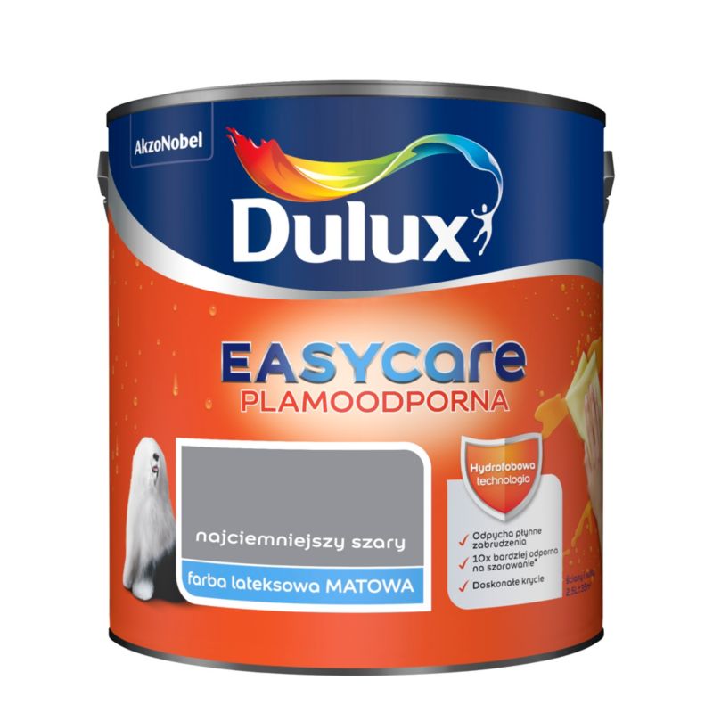 Dulux EasyCare maling i mørkeste grå 2,5 l