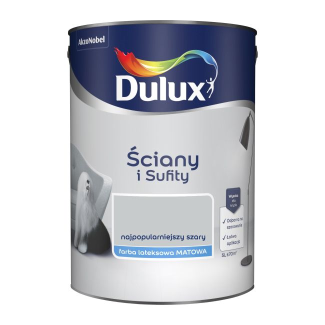 Dulux vægmaling og loftmaling mest populære grå 5 l