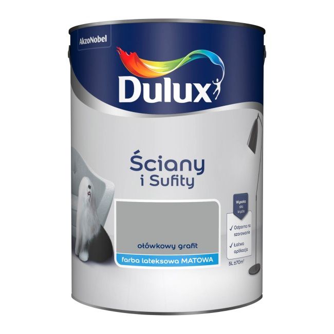 Dulux vægmaling og loftmaling blygrafit 5 l