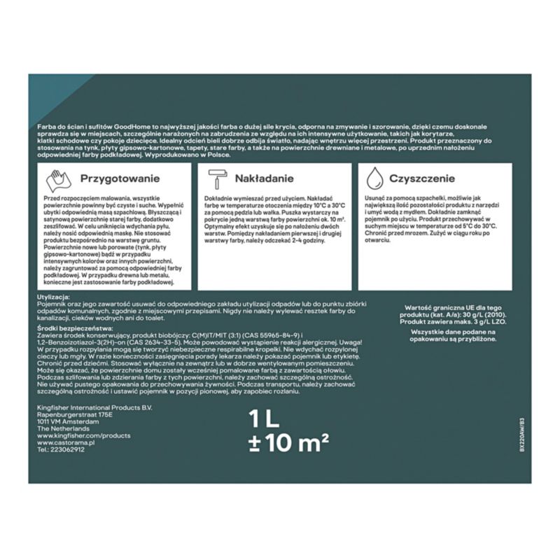 GoodHome Premium mat hvid maling 1 l