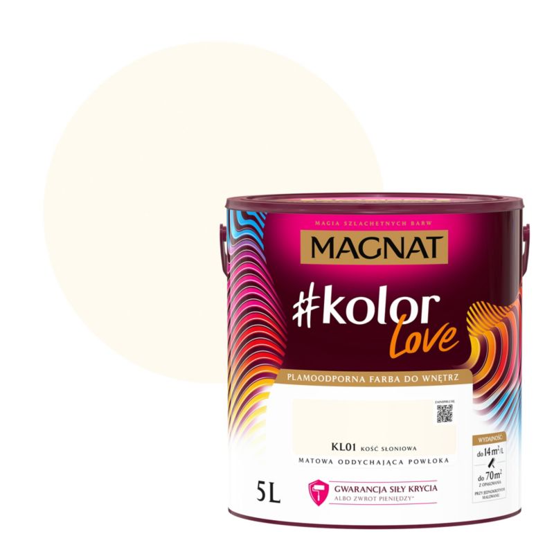 Magnat #kolorLove farve i farven elfenben, pletresistent, 5 l