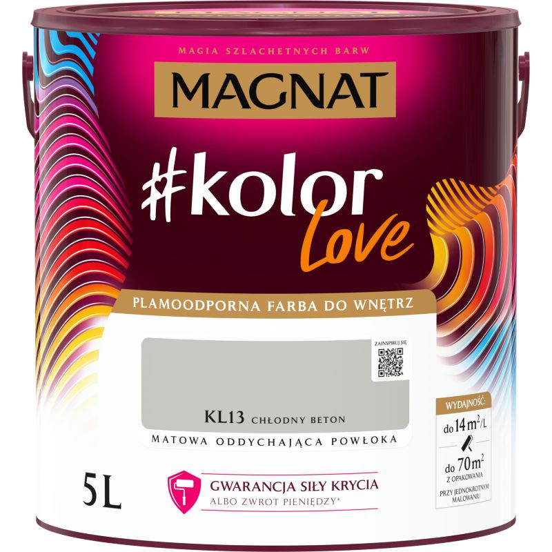 Magnat #kolorLove farve i farven Kold Beton, pletresistent, 5 l