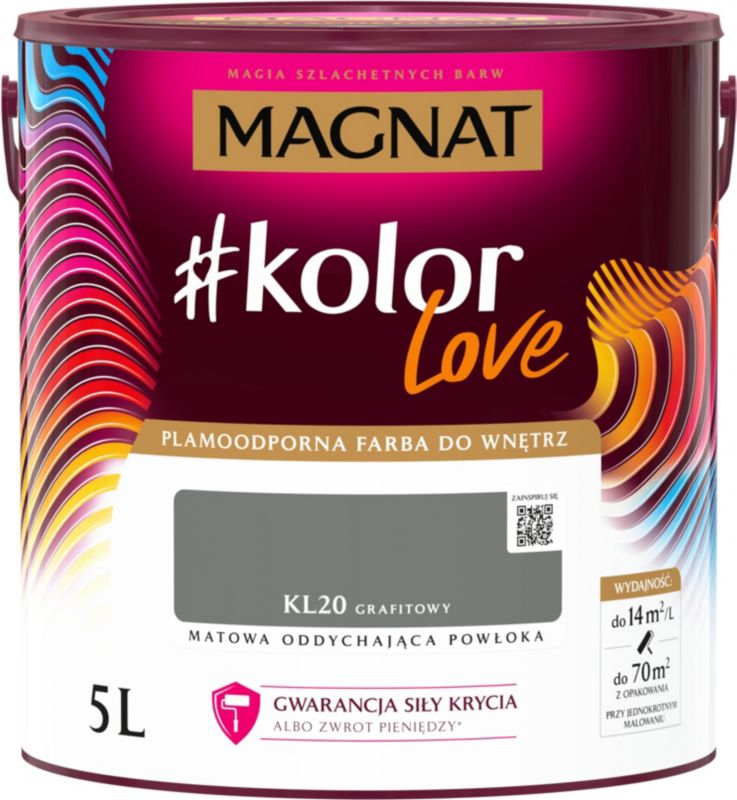 Plamemodstandsdygtig farve Magnat #kolorLove KL20 grafit 5 l