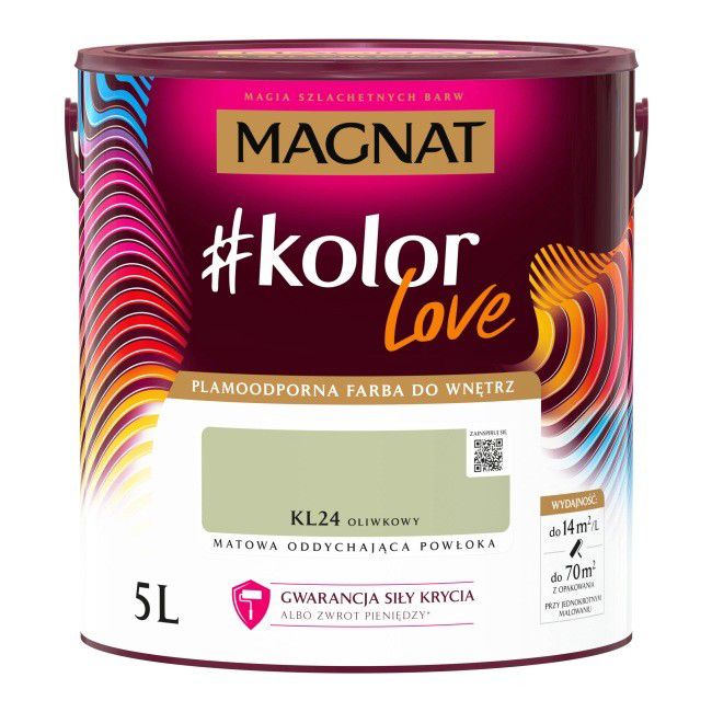Magnat #kolorLove KL24 olivengrøn farve, pletresistent, 5 l