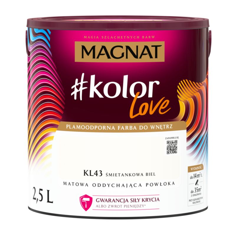 Magnat #kolorLove farve i farven cremehvid 2,5 l – pletresistent og mat finish