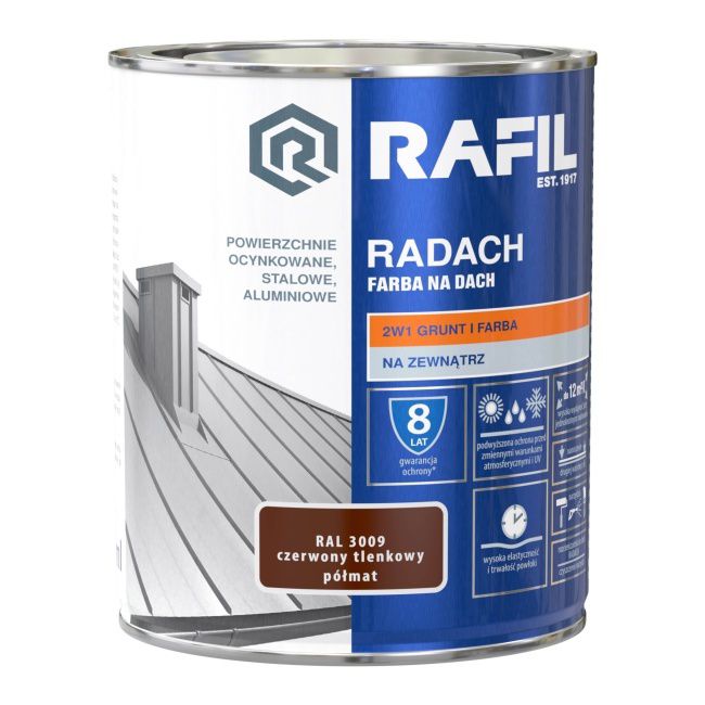 Tagmaling Rafil Radach rød oxidskær RAL3009 0,75 l