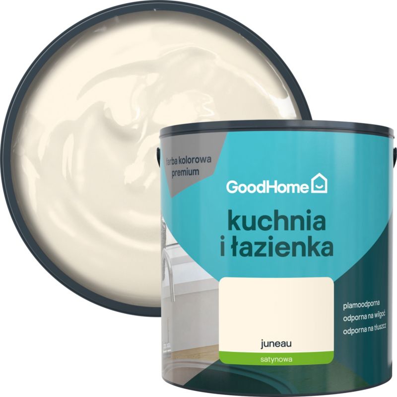 GoodHome Juneau plamemodstandsdygtig maling til køkken og badeværelse 2,5 l