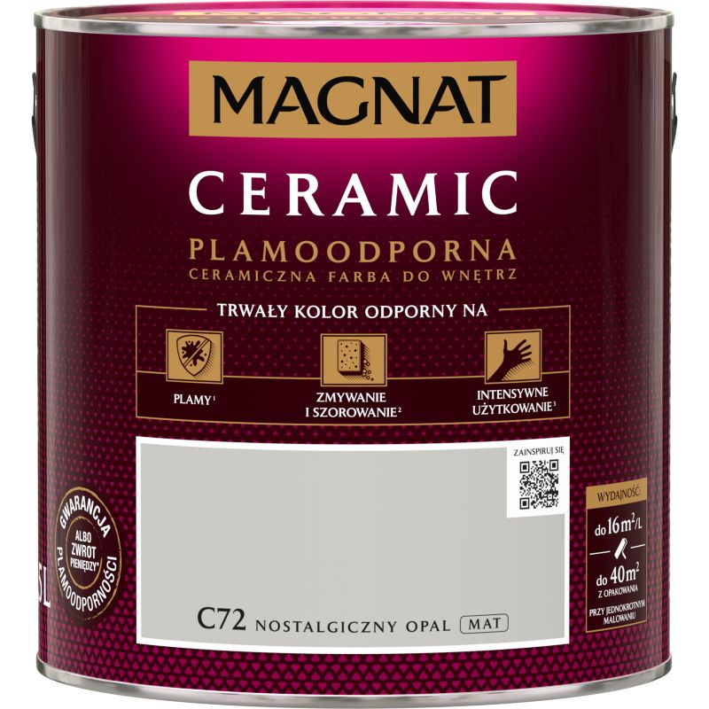 Magnat Ceramic C72 plamemodstandsdygtig maling nostalgisk opal 2,5 l