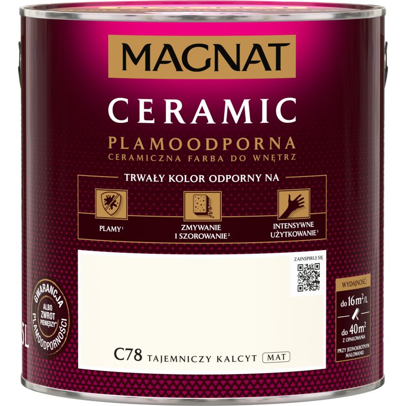 Magnat Ceramic C78 pletbestandig maling i farven mystisk calcit 2,5 l