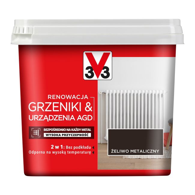 V33 renoveringsmaling til radiatorer og hårde hvidevarer støbejern metalisk 0,75 l