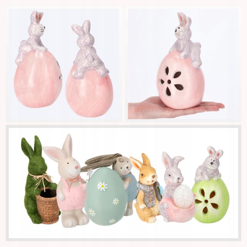 Påskefigur KADAX Kanin på æg keramisk hvid 1 stk.